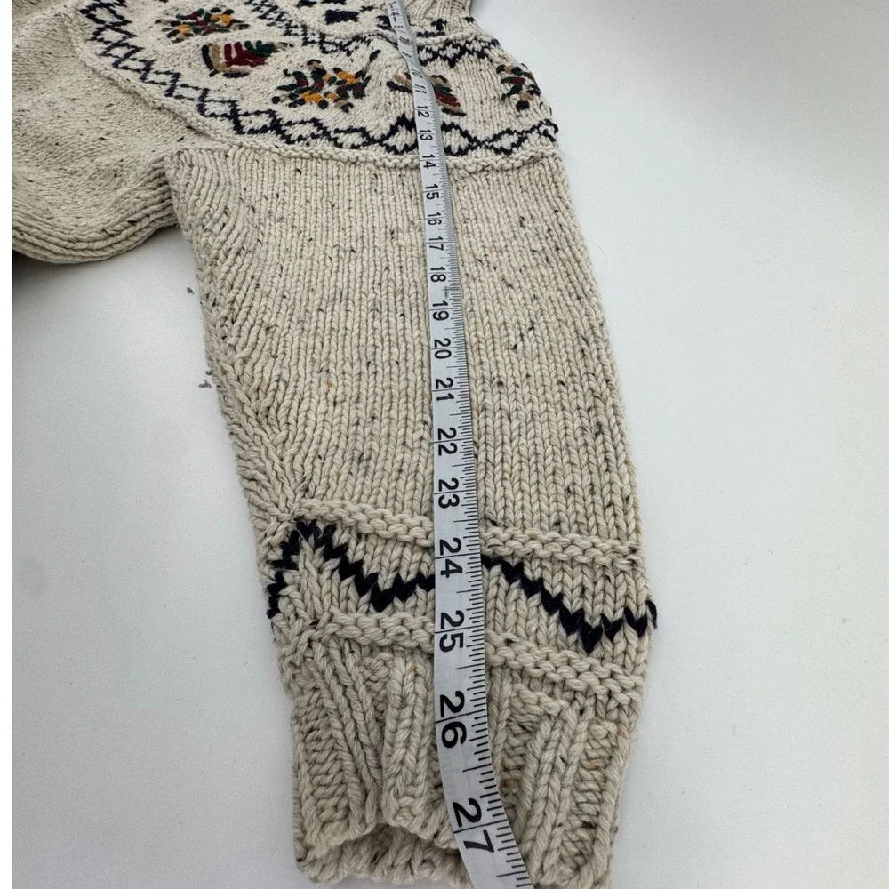 Vintage Outback Red Sweater Womens M Cream Fair Isle Wool Blend Mock Neck Chunky - Picture 5 of 9